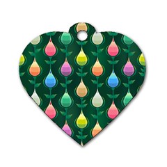 Tulips Seamless Pattern Background Dog Tag Heart (one Side)