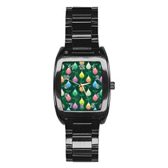 Tulips Seamless Pattern Background Stainless Steel Barrel Watch