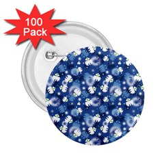 White Flowers Summer Plant 2 25  Buttons (100 Pack)  by HermanTelo