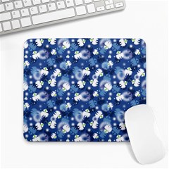 White Flowers Summer Plant Large Mousepads by HermanTelo