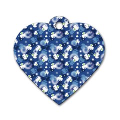 White Flowers Summer Plant Dog Tag Heart (one Side)