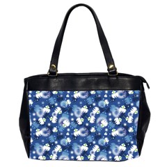 White Flowers Summer Plant Oversize Office Handbag (2 Sides)