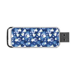 White Flowers Summer Plant Portable Usb Flash (two Sides)