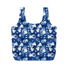 White Flowers Summer Plant Full Print Recycle Bag (m)