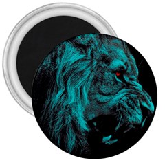 Angry Male Lion Predator Carnivore 3  Magnets by Sudhe