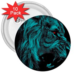 Angry Male Lion Predator Carnivore 3  Buttons (10 Pack)  by Sudhe