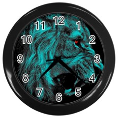 Angry Male Lion Predator Carnivore Wall Clock (black) by Sudhe