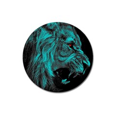 Angry Male Lion Predator Carnivore Magnet 3  (round) by Sudhe