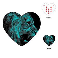 Angry Male Lion Predator Carnivore Playing Cards (heart) by Sudhe