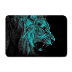 Angry Male Lion Predator Carnivore Small Doormat  by Sudhe