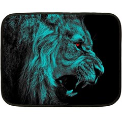 Angry Male Lion Predator Carnivore Fleece Blanket (mini) by Sudhe