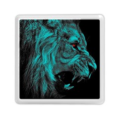 Angry Male Lion Predator Carnivore Memory Card Reader (square) by Sudhe