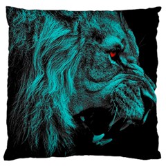 Angry Male Lion Predator Carnivore Large Cushion Case (two Sides) by Sudhe