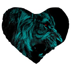 Angry Male Lion Predator Carnivore Large 19  Premium Heart Shape Cushions by Sudhe