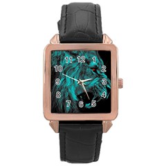 Angry Male Lion Predator Carnivore Rose Gold Leather Watch  by Sudhe