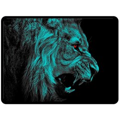 Angry Male Lion Predator Carnivore Double Sided Fleece Blanket (large)  by Sudhe