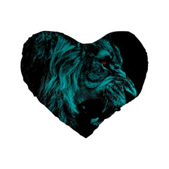 Angry Male Lion Predator Carnivore Standard 16  Premium Flano Heart Shape Cushions by Sudhe