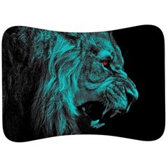 Angry Male Lion Predator Carnivore Velour Seat Head Rest Cushion by Sudhe