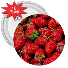 Strawberries 3  Buttons (10 pack) 