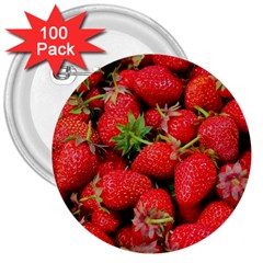 Strawberries 3  Buttons (100 pack) 