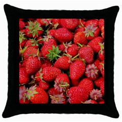 Strawberries Throw Pillow Case (Black)