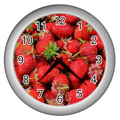 Strawberries Wall Clock (Silver)