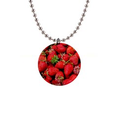 Strawberries 1  Button Necklace