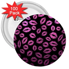 Pink Kisses 3  Buttons (100 Pack)  by TheAmericanDream