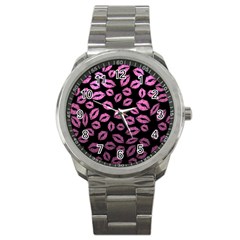 Pink Kisses Sport Metal Watch by TheAmericanDream