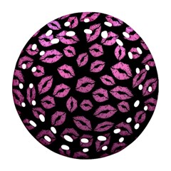 Pink Kisses Round Filigree Ornament (two Sides)