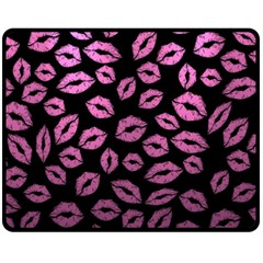 Pink Kisses Double Sided Fleece Blanket (medium)  by TheAmericanDream