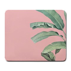 Banana leaf on pink Large Mousepads