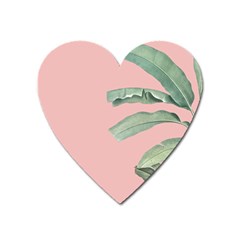 Banana leaf on pink Heart Magnet