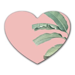 Banana leaf on pink Heart Mousepads