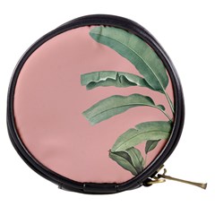 Banana leaf on pink Mini Makeup Bag