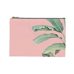 Banana leaf on pink Cosmetic Bag (Large)