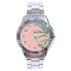 Banana leaf on pink Stainless Steel Analogue Watch