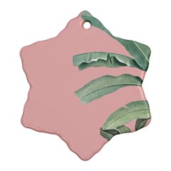 Banana leaf on pink Snowflake Ornament (Two Sides)