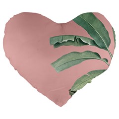 Banana leaf on pink Large 19  Premium Heart Shape Cushions