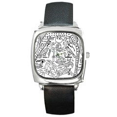 Egyptian Hieroglyphics History Seb Square Metal Watch by Pakrebo