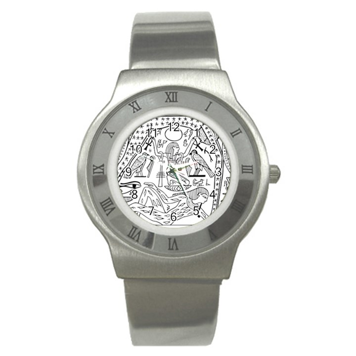 Egyptian Hieroglyphics History Seb Stainless Steel Watch