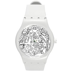 Egyptian Hieroglyphics History Seb Round Plastic Sport Watch (m) by Pakrebo