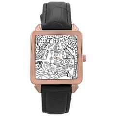 Egyptian Hieroglyphics History Seb Rose Gold Leather Watch  by Pakrebo