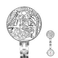 Egyptian Hieroglyphics History Seb Stainless Steel Nurses Watch by Pakrebo