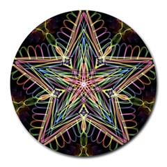 Star Mandala Pattern Design Doodle Round Mousepads by Pakrebo