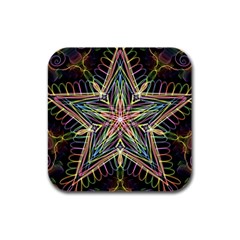 Star Mandala Pattern Design Doodle Rubber Square Coaster (4 Pack)  by Pakrebo