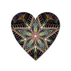 Star Mandala Pattern Design Doodle Heart Magnet by Pakrebo