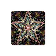 Star Mandala Pattern Design Doodle Square Magnet by Pakrebo