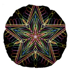 Star Mandala Pattern Design Doodle Large 18  Premium Round Cushions by Pakrebo