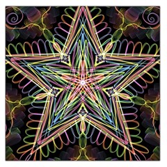 Star Mandala Pattern Design Doodle Large Satin Scarf (square) by Pakrebo